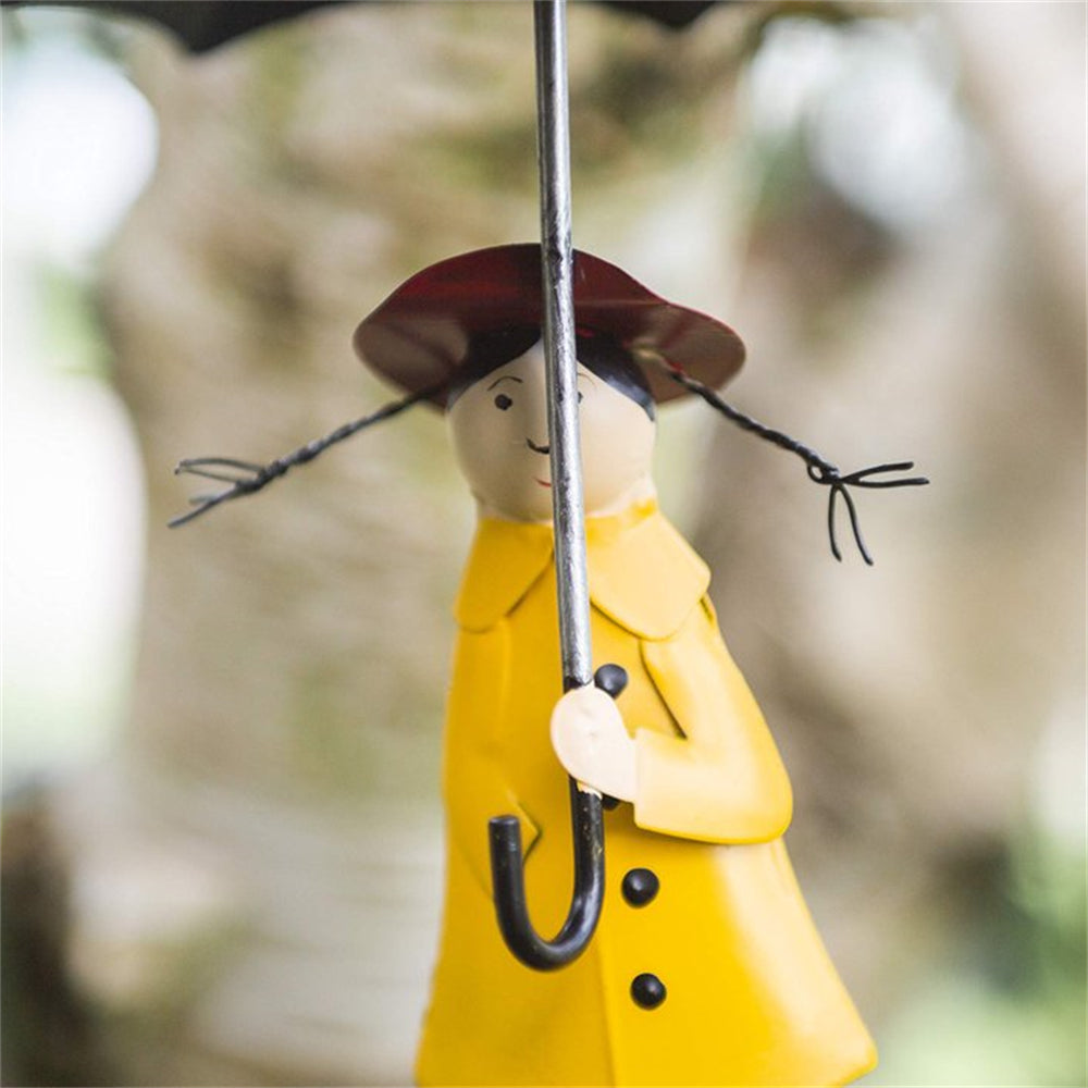 Bird Feeder Metal Hanging Chain Girl and Umbrella Bird Feeder for Wild Birds
