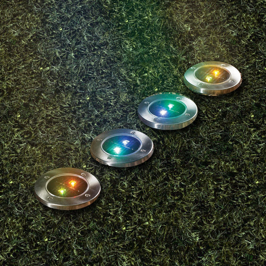 Set of 4 Color Changing Solar Disk Lights